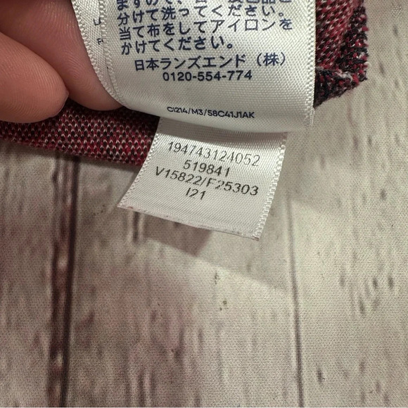 Lands' End red navy Cream Long Sleeve Boxy tunic top sz 1X cotton blend nautical - Picture 10 of 10